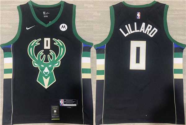 Men%27s Milwaukee Bucks #0 Damian Lillard Black Stitched Basketball Jerseys->milwaukee bucks->NBA Jersey